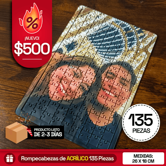 Rompecabezas personalizado de Acrílico de 135 Piezas con tu fotografía favorita.