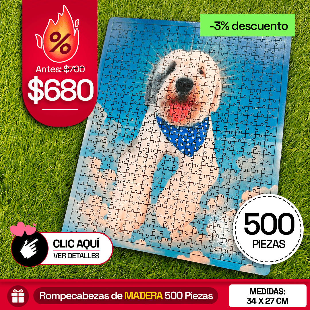 Rompecabezas Personalizado de Madera Artesanal de 500 Piezas - Puzzlemania México