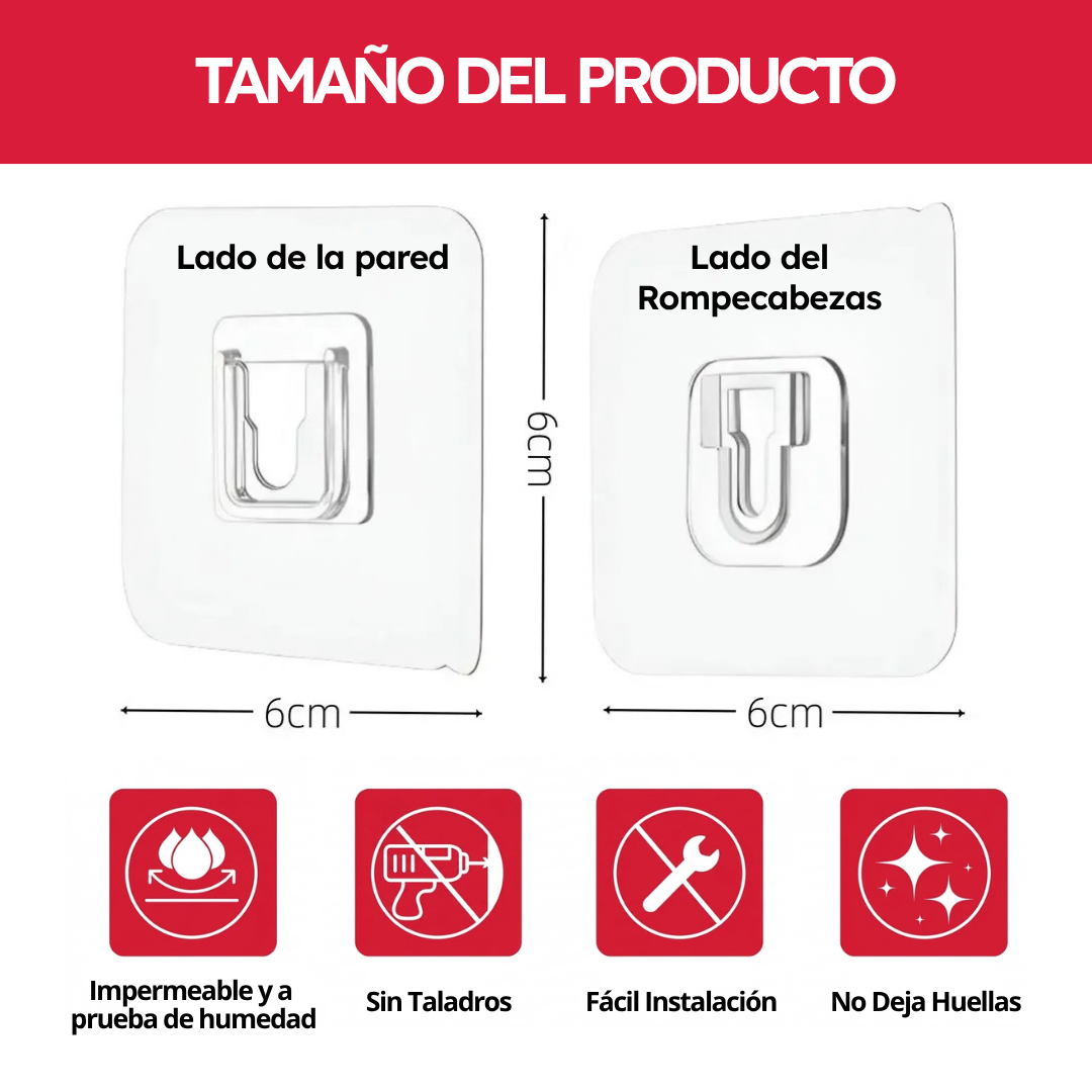 Ganchos Adhesivos Doble Cara para Rompecabezas (4 Pares)