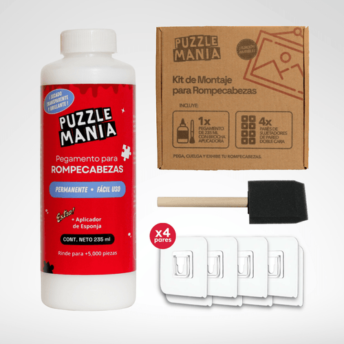 Kit de Montaje para Rompecabezas: Pegamento (235ml) + 4 Pares Sujetadores - Puzzlemania México