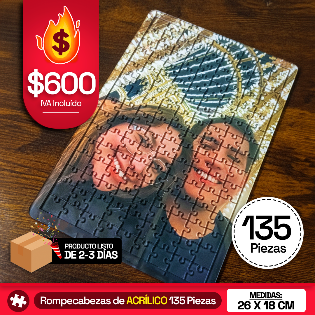 Rompecabezas Personalizado de Acrílico de 135 Piezas - Puzzlemania México