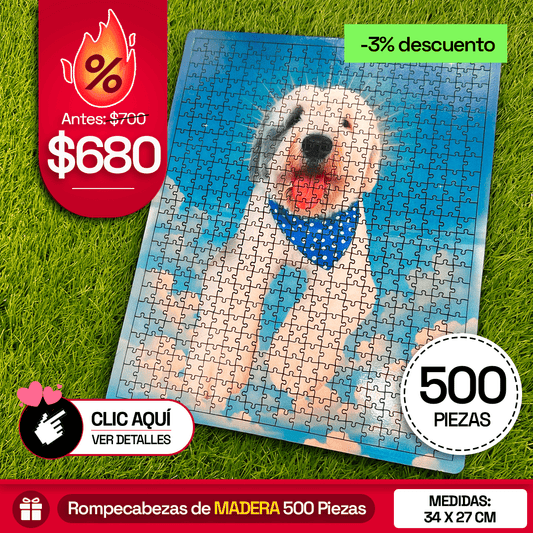 Rompecabezas Personalizado de Madera Artesanal de 500 Piezas - Puzzlemania México