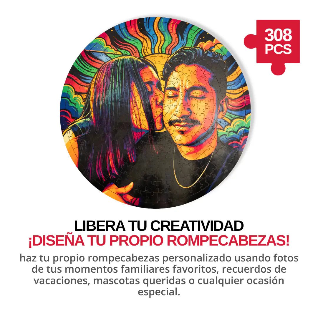 Rompecabezas Personalizado de Madera MDF Circular Espiral 308 Piezas - 39 CM Diámetro - Puzzlemania México