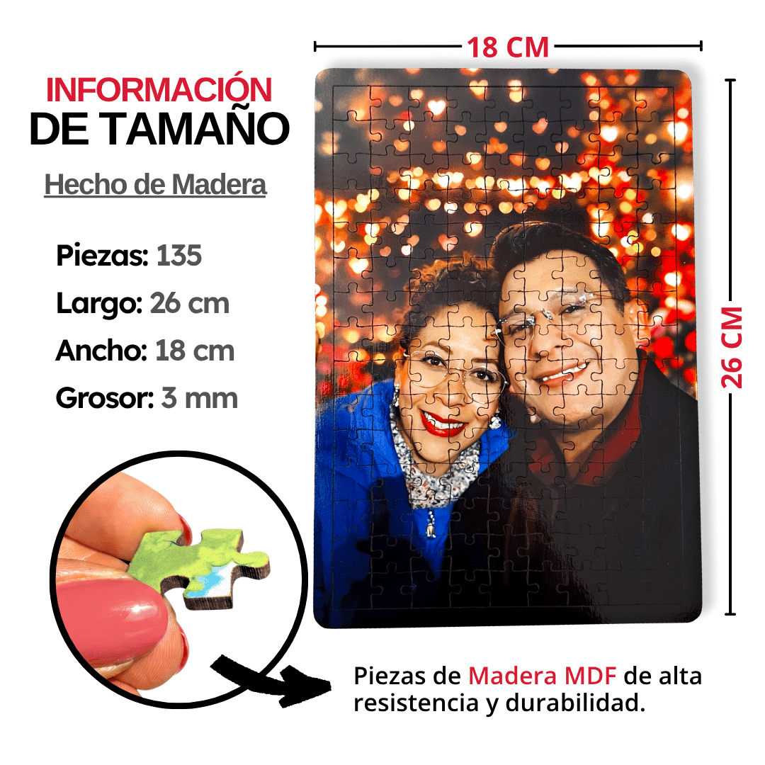 Rompecabezas Personalizado de Madera MDF de 135 Piezas 26 x 18 cm - Puzzlemania México
